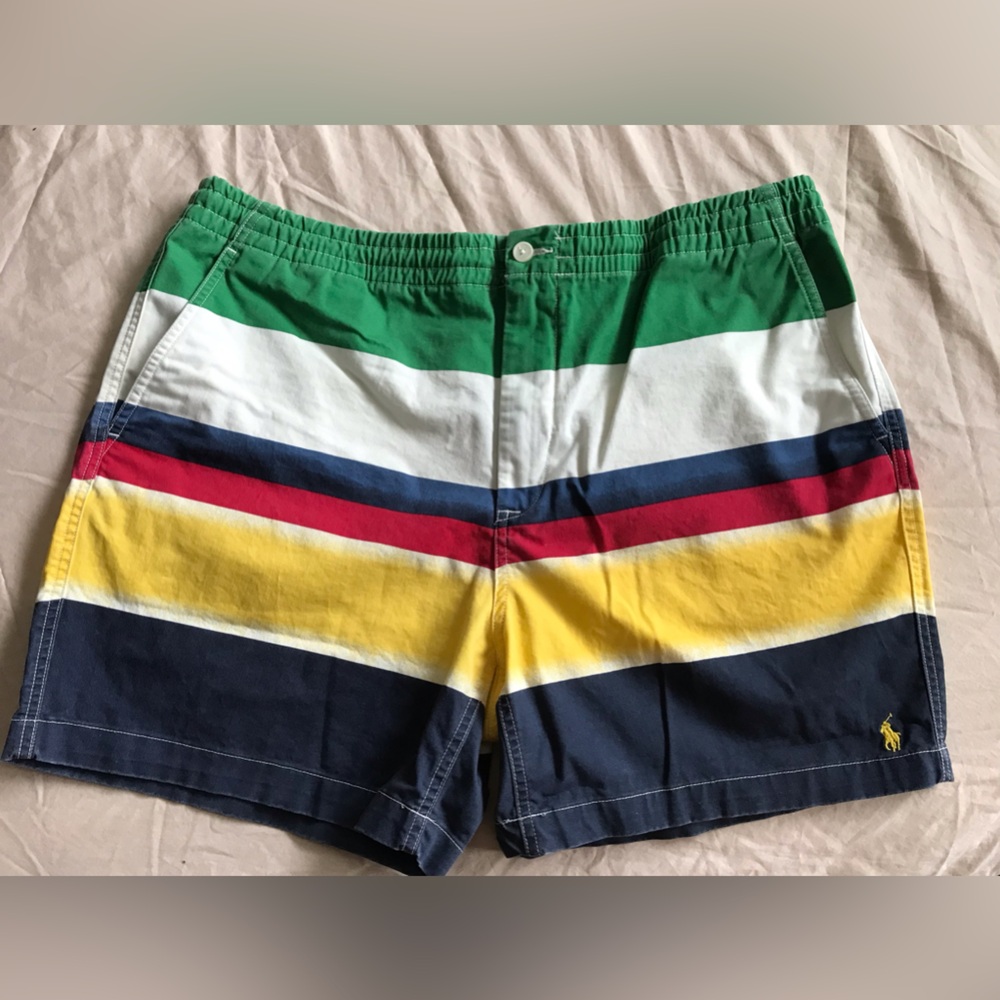 Polo Ralph Lauren Vibrant Painted Striped Men's Cotton Stretch CP-93 Shorts